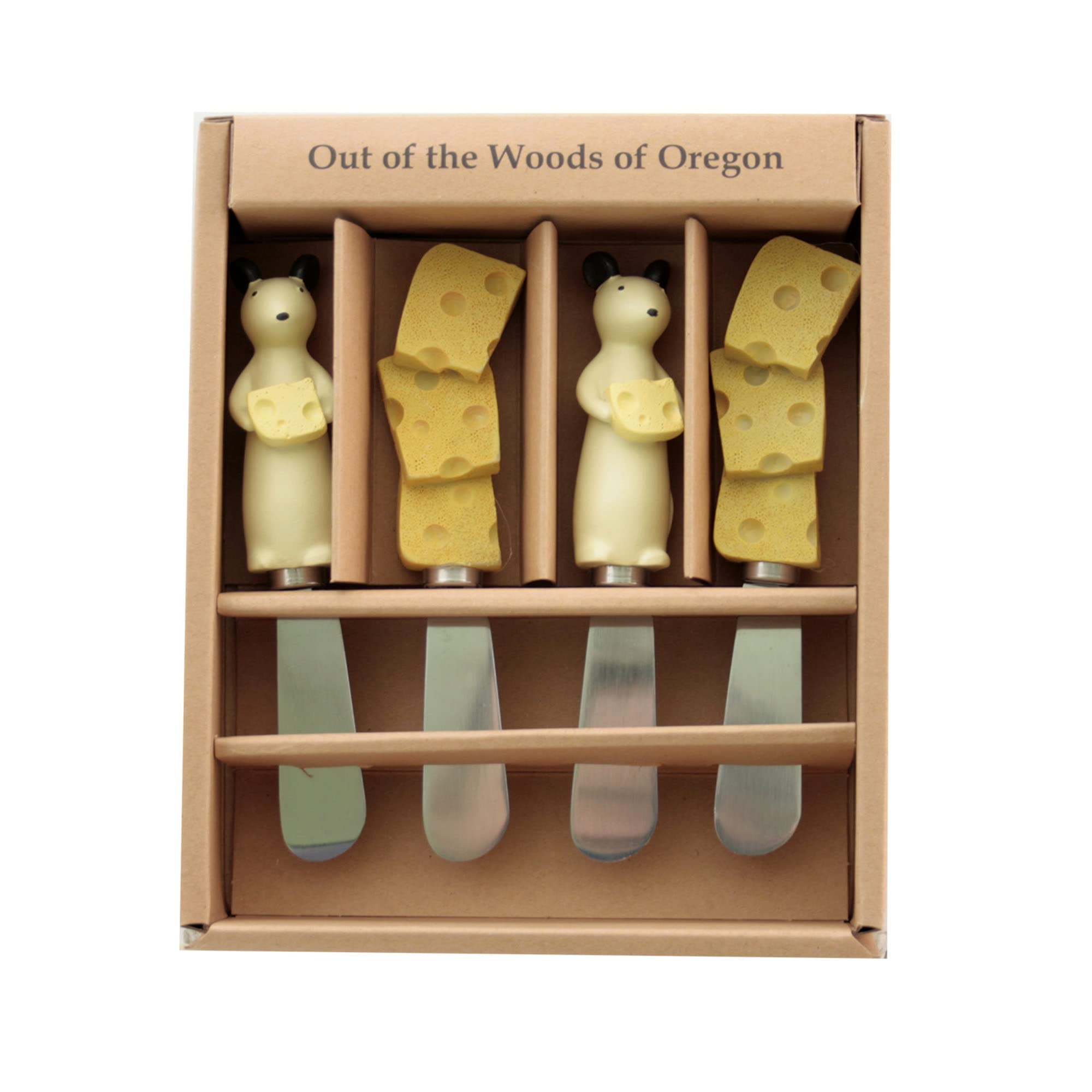Best Cheese Spreader Knives Set of 4 - Cute Mouse & Cheese Design - Perfect for Cheese Boards, Charcuterie Platters, and Dinner Parties