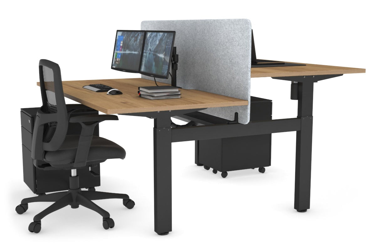 Adjustable Height 2-Person H Bench Workstation - Black Frame [1200L x 800W with Cable Management] - Perfect for Office, Home Workspace & Collaborative Work Environments