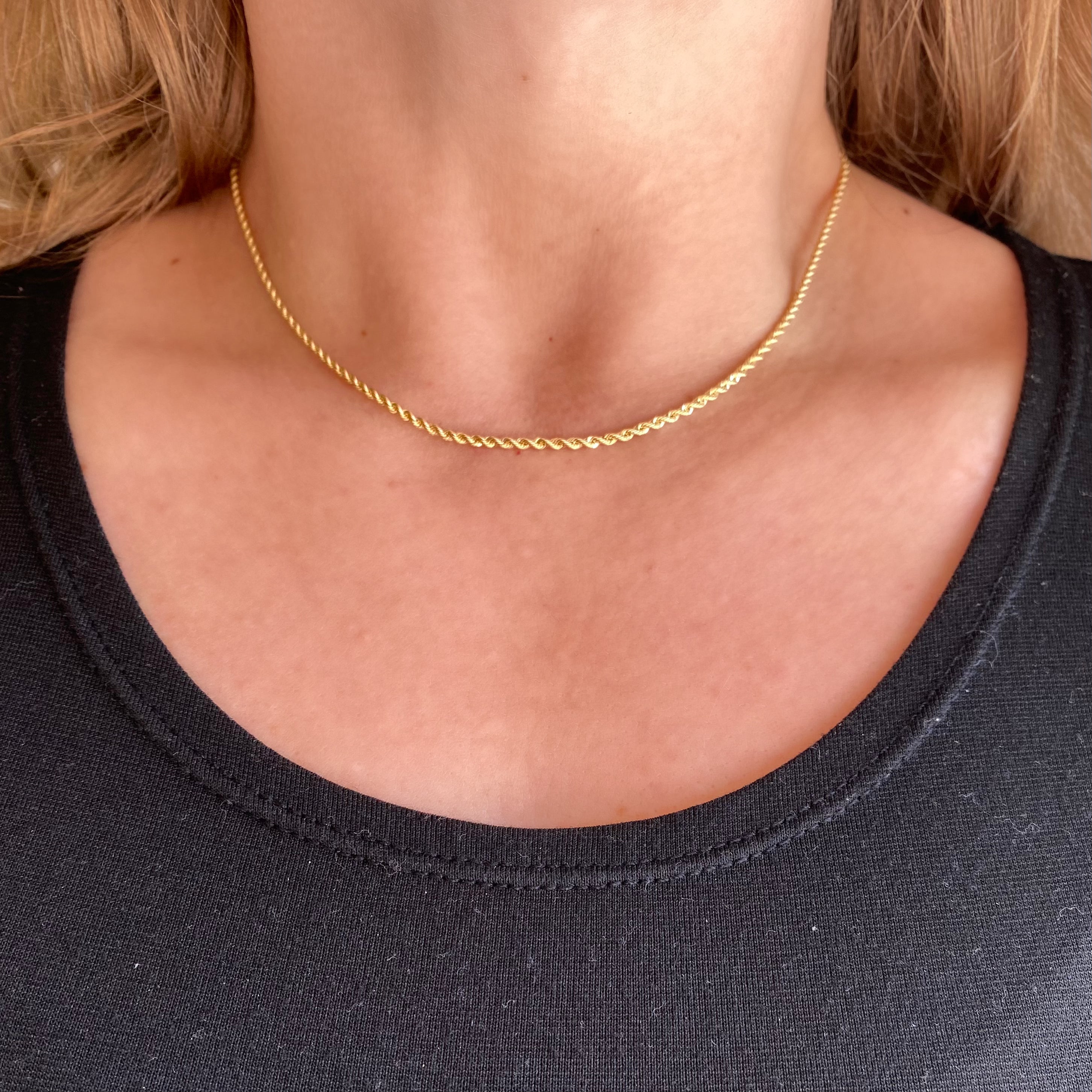 18K Solid Gold Rope Chain Necklace for Men & Women - Durable Luxury Jewelry for Everyday Wear, Gifts & Special Occasions