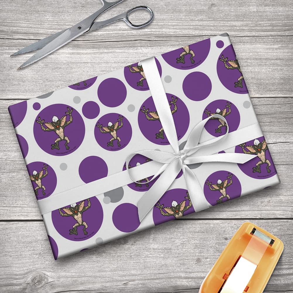 Gremlins Stripe Gift Wrap Wrapping Paper Roll - Festive Holiday & Birthday Present Wrapping - Christmas, Halloween, Party Decorations