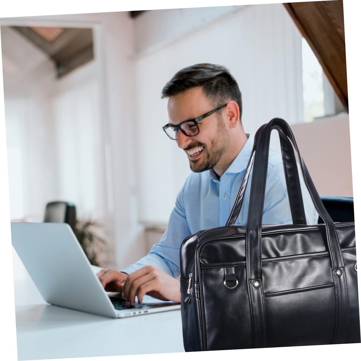 Jojofuny Premium Leather Laptop Messenger Bag - Stylish PU Leather Commuter Briefcase for Men with Large Capacity, Perfect for Business, Office & School (Japanese JK Uniform Inspired Design)
