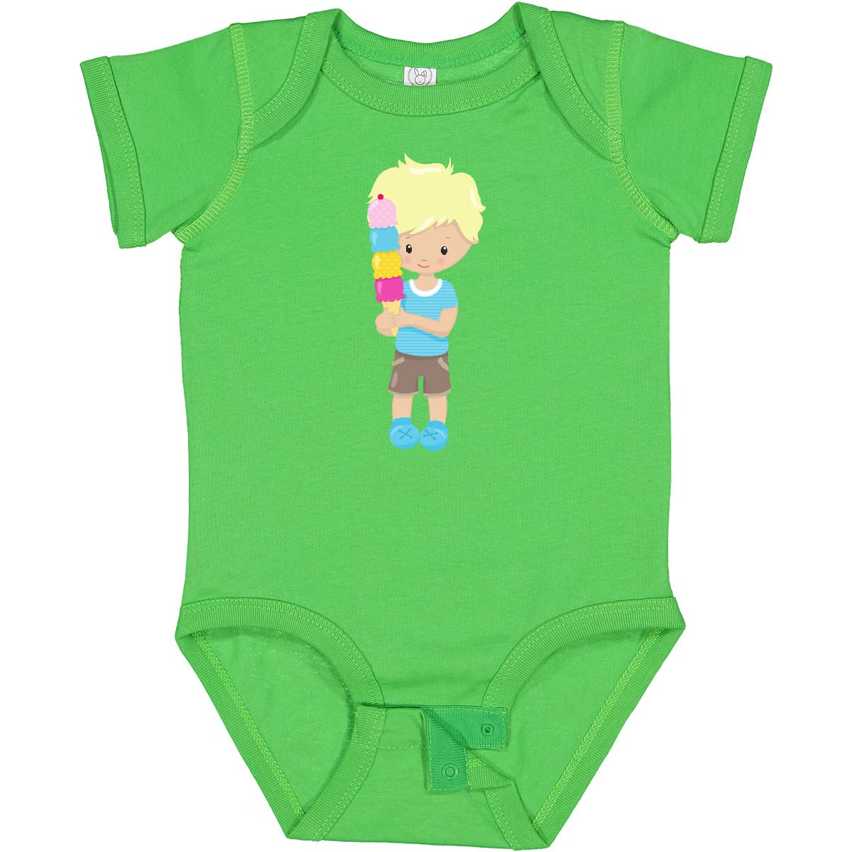 Inktastic Boys' Ice Cream Cone Baby Bodysuit - Cute Blonde Hair Toddler Outfit for Summer, Beach & Birthday Parties