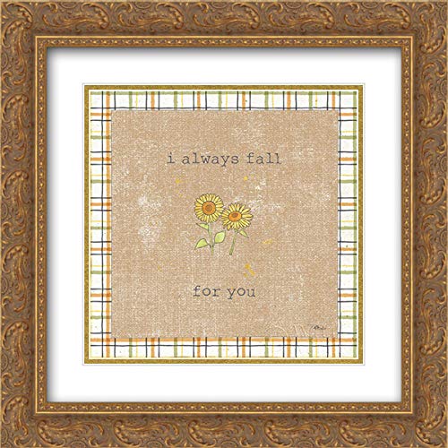 Pela Studio 15x15 Inch Gold Ornate Framed Museum Art Print - Harvest Cuties II Brown - Double Matted Wall Decor for Living Room, Bedroom & Office