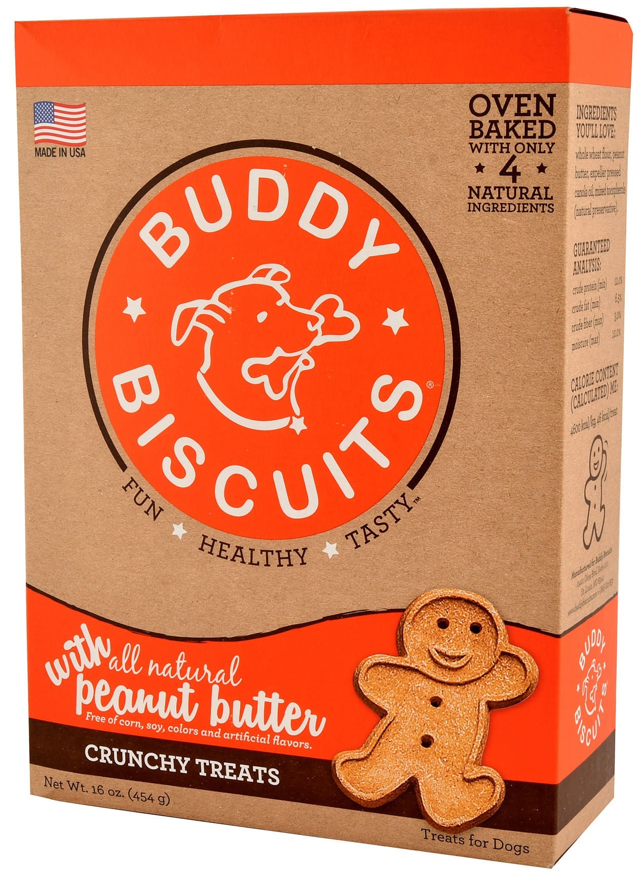Buddy Biscuits Natural Dog Treats, 16 oz Box - Healthy Crunchy Training Rewards for Small & Large Dogs