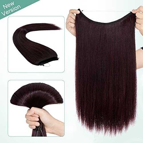 Premium Curly Synthetic Invisible Wire Hair Extensions - Seamless Clip-In Extensions for Volume & Length - Perfect for Parties, Weddings & Everyday Styling
