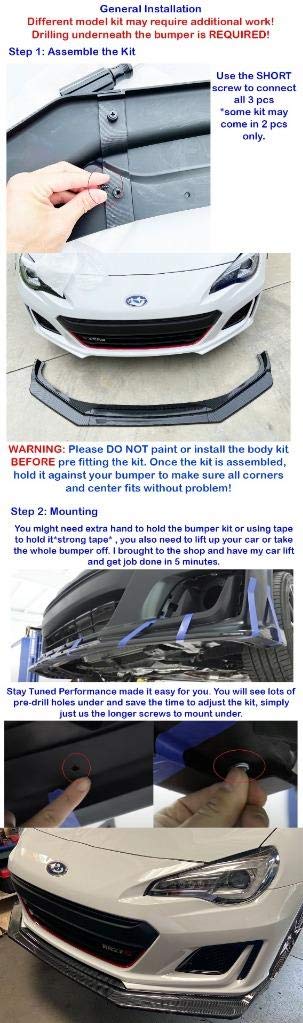 2013-2016 BRZ PU/697/PBK Painted Black Front Bumper Body Kit Lip - 3PCS Aerodynamic Upgrade for Enhanced Style & Performance | Perfect for Street Racing & Car Shows