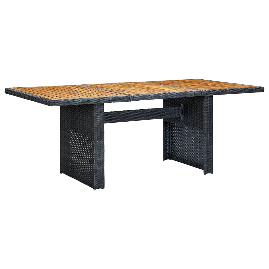 SOONHUA 48 Inch Square Outdoor Dining Table - Weather-Resistant Poly Rattan & Acacia Wood Patio Table for Garden, Deck, Balcony - Portable Picnic Table for Indoor & Outdoor Use (Dark Gray)