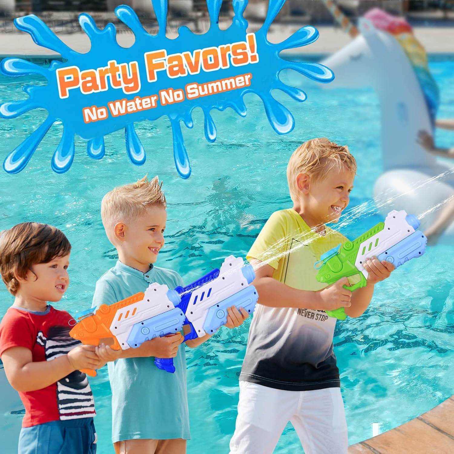 4 Pack Super Soaker Water Guns for Kids & Adults - Long Range Water Blaster Toy for Outdoor Summer Fun, Pool Parties, Beach Games & Backyard Battles