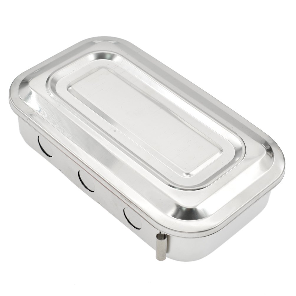 Premium Stainless Steel Medical Sterilizer Box with Lid - Surgical Instrument Tray Organizer for Hospitals, Clinics & Dental Offices | Durable Sterilization Storage Solution for Medical Tools & Equipment