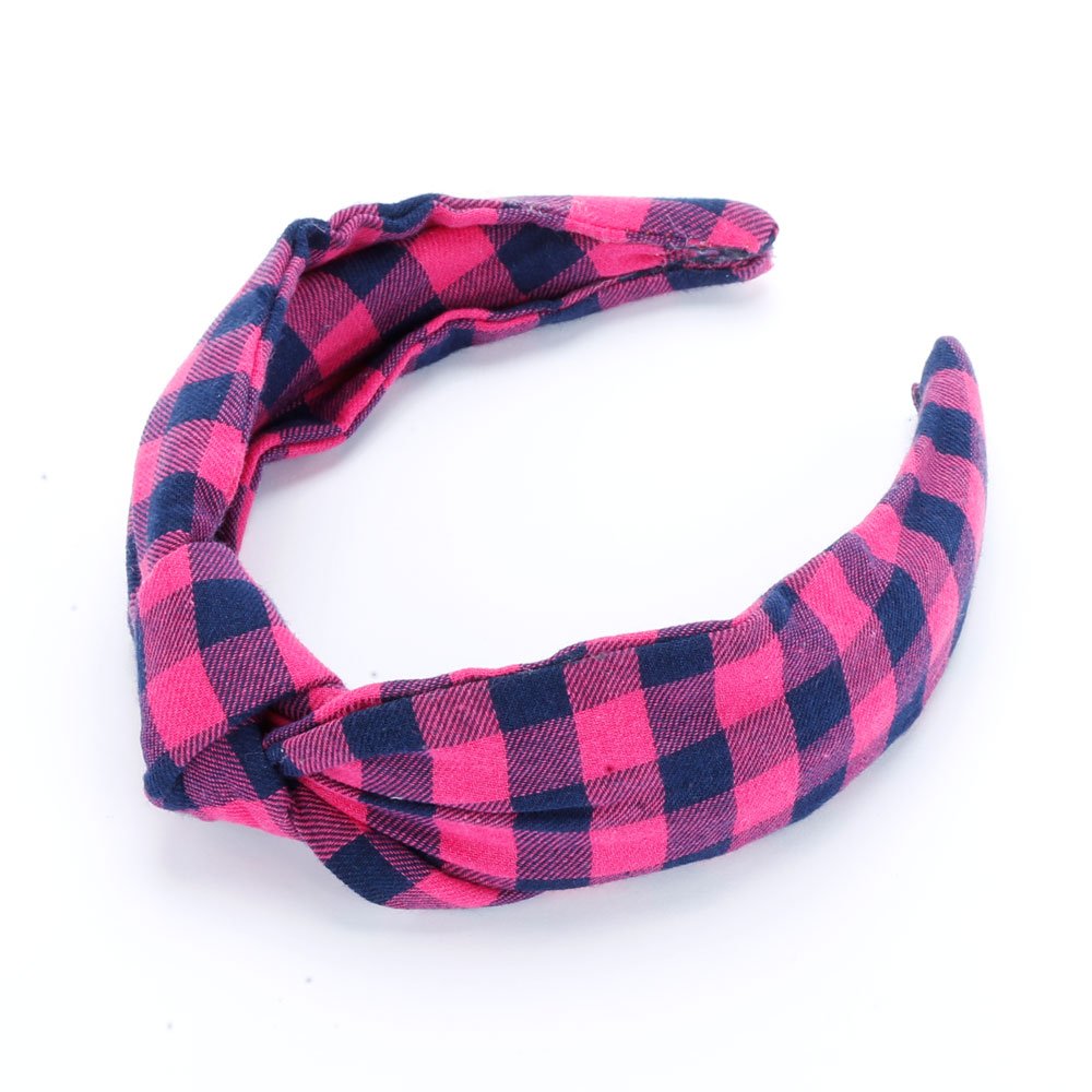 Plaid Headband for Girls - Soft Pink Hair Accessory for School, Sports & Everyday Fashion