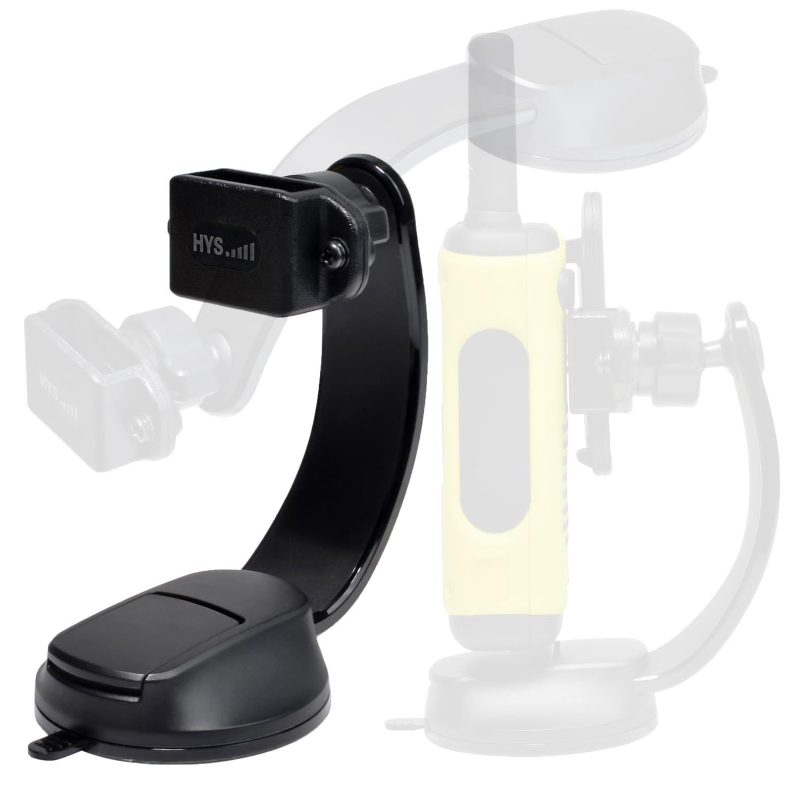 HYS Walkie Talkie Holder - Adjustable Suction Cup Mount with Back Clip for QUANSHENG UV-K5, Baofeng UV5R, Motorola Talkabout TLKR Radios | Perfect for Construction, Hiking & Emergency Communication