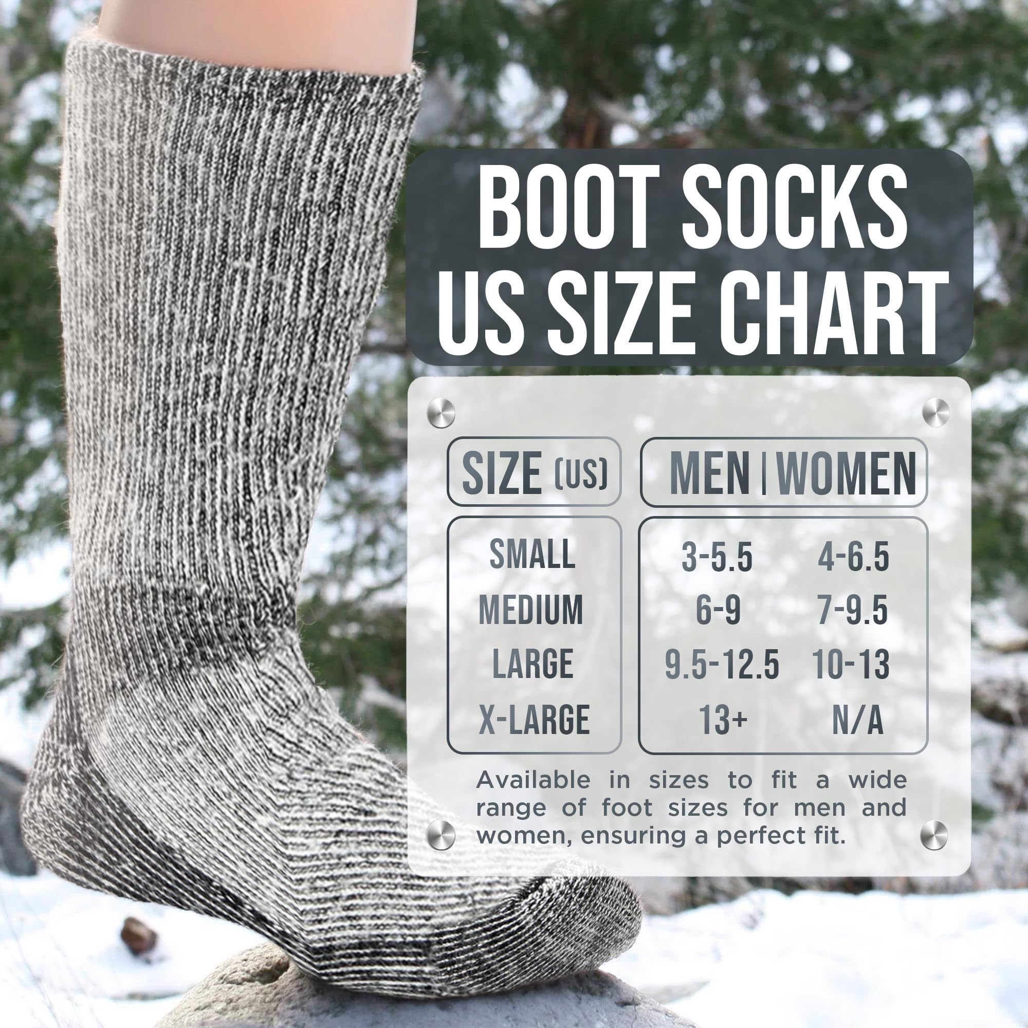 Wildside Wool Mountaineer Alpaca Merino Wool Boot Socks for Men & Women - Warm Hiking & Outdoor Socks - Sizes S-XL - Perfect for Camping, Trekking & Winter Adventures