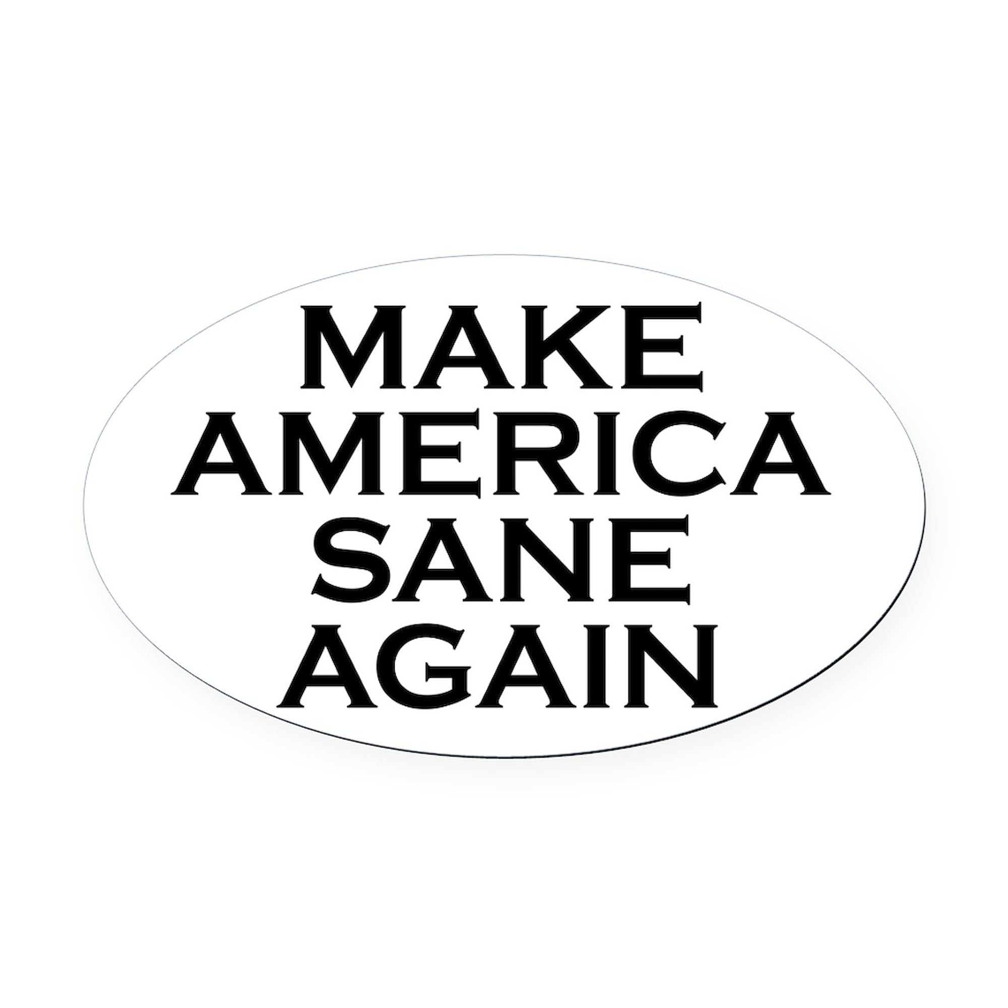 Make America Sane Again Euro Oval Car Bumper Magnet - Funny Political Sticker for Cars, Trucks & Metal Surfaces - Perfect for Campaigns, Protests & Political Humor