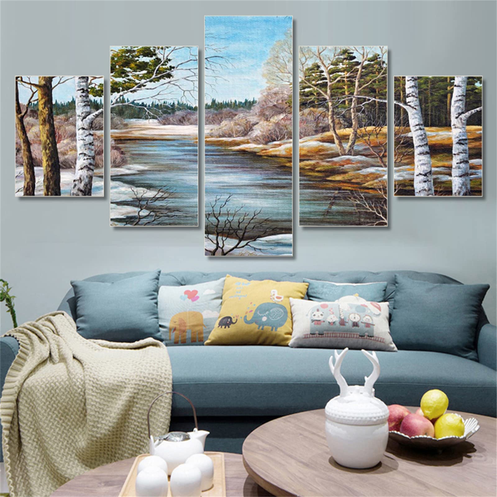 5 Sets Diamond Painting Kits for Adults - Autumn Riverside Landscape Full Drill DIY Diamond Art, Cross Stitch Canvas Craft for Home Decor, Wall Art, Bedroom Decoration, Gift Ideas | Perfect for Stress Relief, Creative Hobbies & Home Interior Design