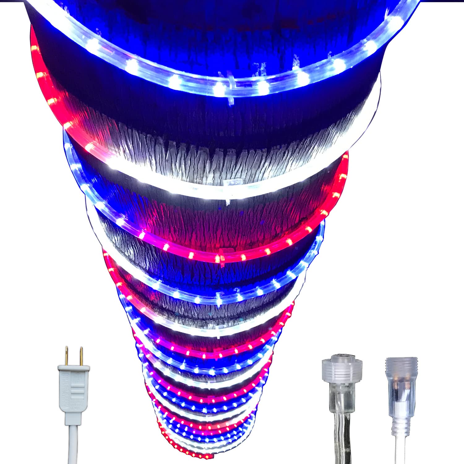 Patriotic Rope Lights - Red White Blue for 4th of July, Christmas & Outdoor Decor