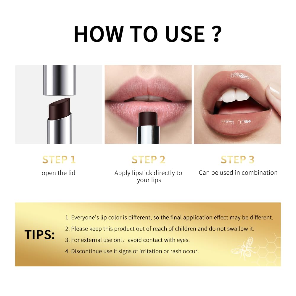 Black Honey Lipstick - Longlasting Hydrating Vegan Lip Balm with Vitamin E for Shiny Finish & Moisture - Perfect for Daily Wear