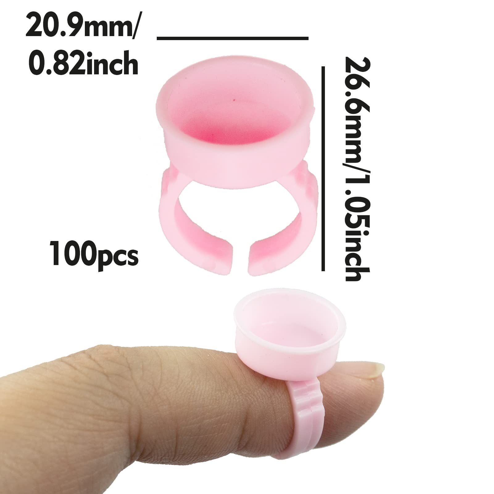 100 PCS Heart-Shaped Lash Glue Rings - Plastic Eyelash Extension Glue Holders for Volume Lashes & Quick Blossom Cups | Perfect for Professional Lash Artists & DIY Home Use