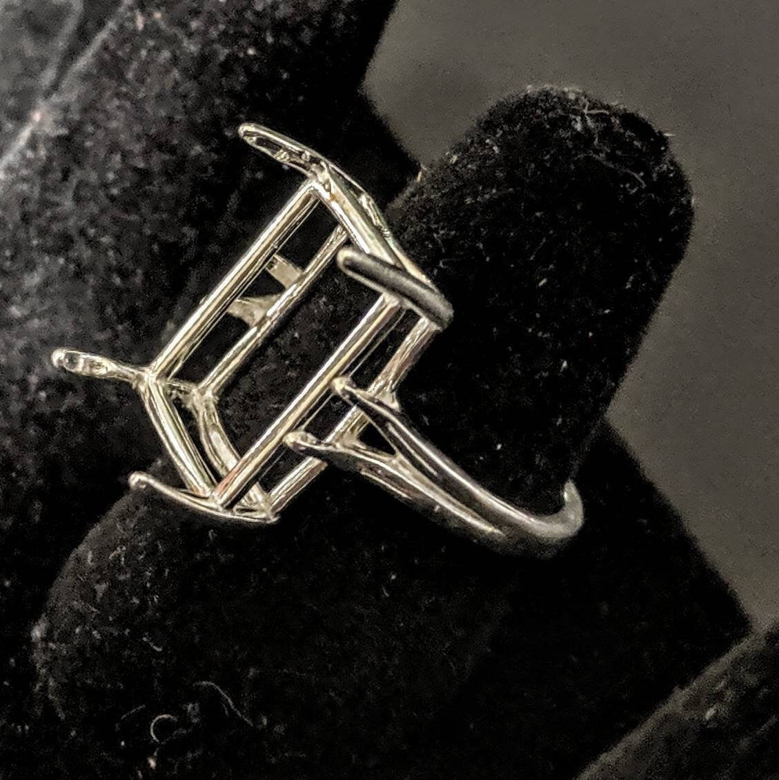 18x13mm Emerald Cut Pre-Notched Cathedral Ring Setting - Solid Sterling Silver or 14K Gold - Size 7 or 8 (163838/143838) - Perfect for Engagement Rings, Wedding Bands & Jewelry Making
