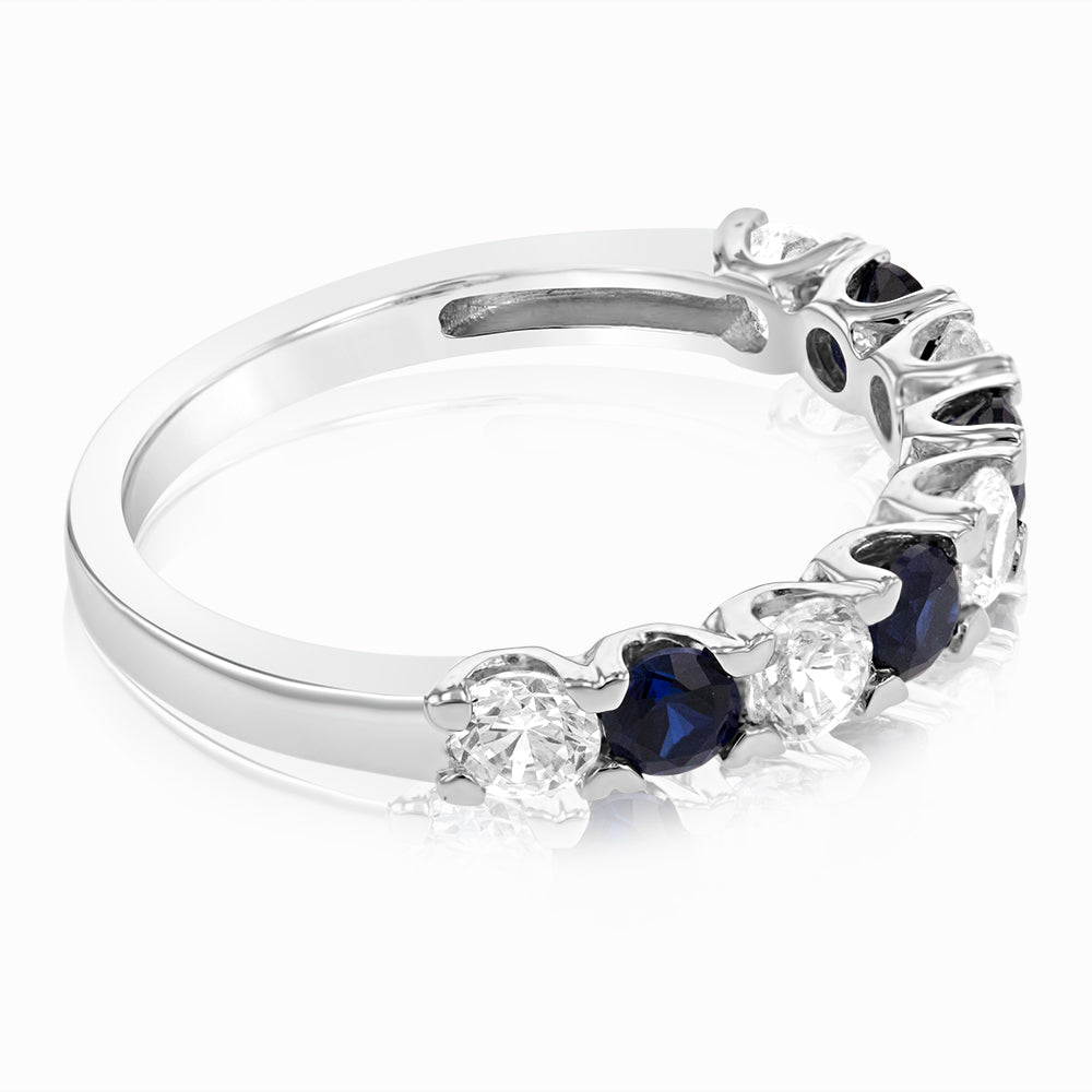 9ct White Gold Cubic Zirconia & Sapphire Ring - Elegant Women's Jewelry for Engagement, Wedding & Special Occasions