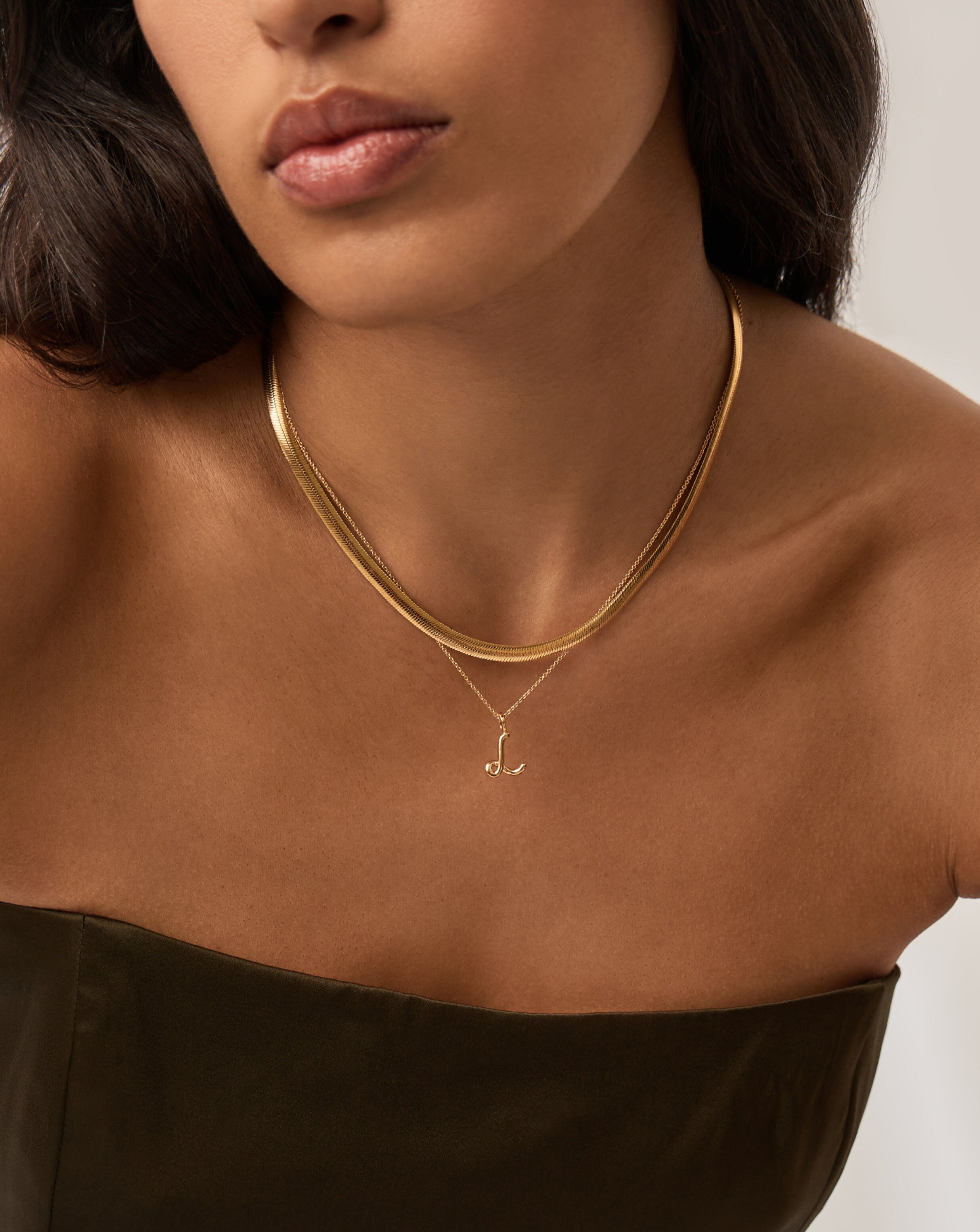 18k Gold Vermeil Curly Molten Mini Initial Necklace - Personalized Name Letter Pendant for Women, Gift for Her, Birthday, Anniversary, Valentine's Day