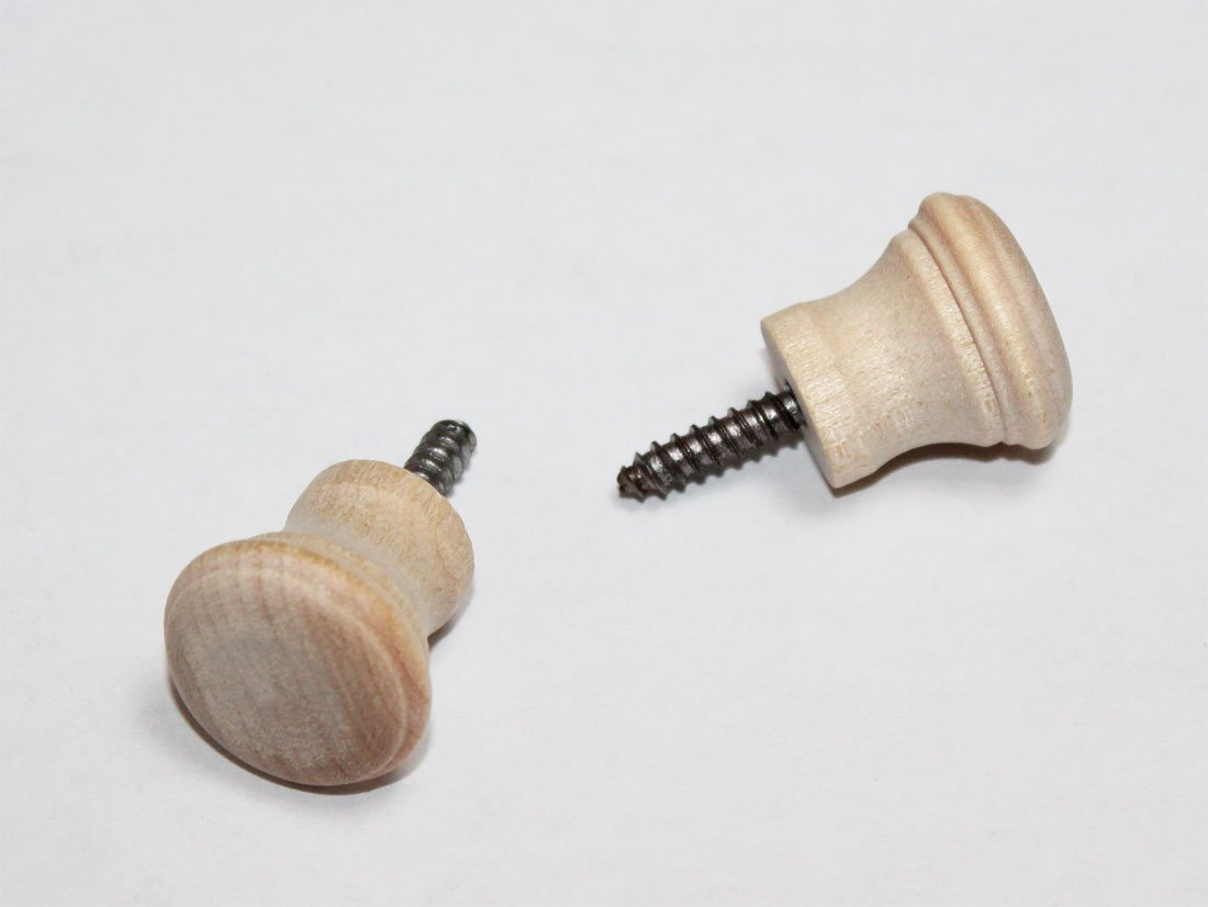 Unfinished Wood Piano Desk Knobs with Screws - 1 Pair for Furniture Repair & Restoration - Perfect for Vintage Dressers, Cabinets & DIY Home Decor Projects