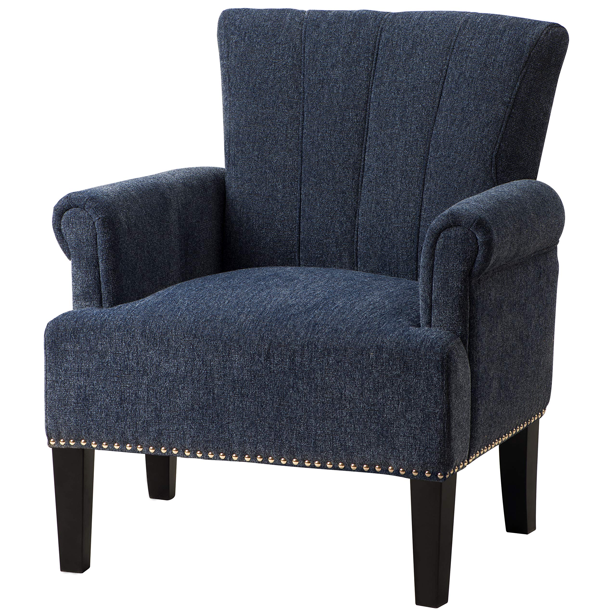 Goujxcy Modern Tufted Polyester Accent Armchair - Navy Blue Club Chair for Living Room, Bedroom & Office - Perfect for Reading Nook, Home Decor & Small Space Seating