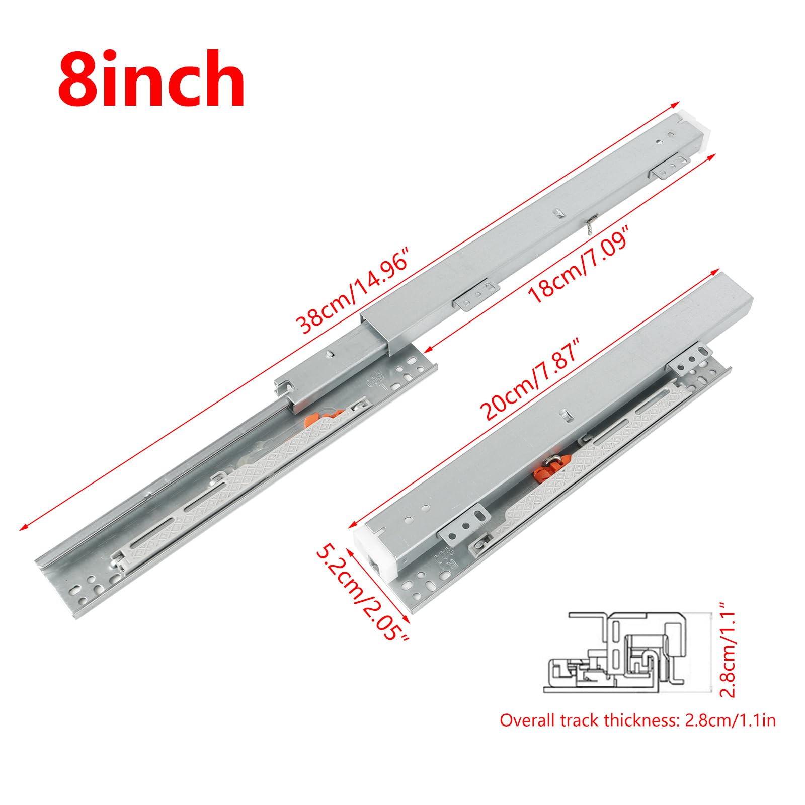 Undermount Drawer Slides - Soft Close Full Extension Bottom Mount Pull Out Shelf Sliders for Kitchen Cabinets Without Side Panels | Perfect for DIY Cabinet Upgrades & Home Organization