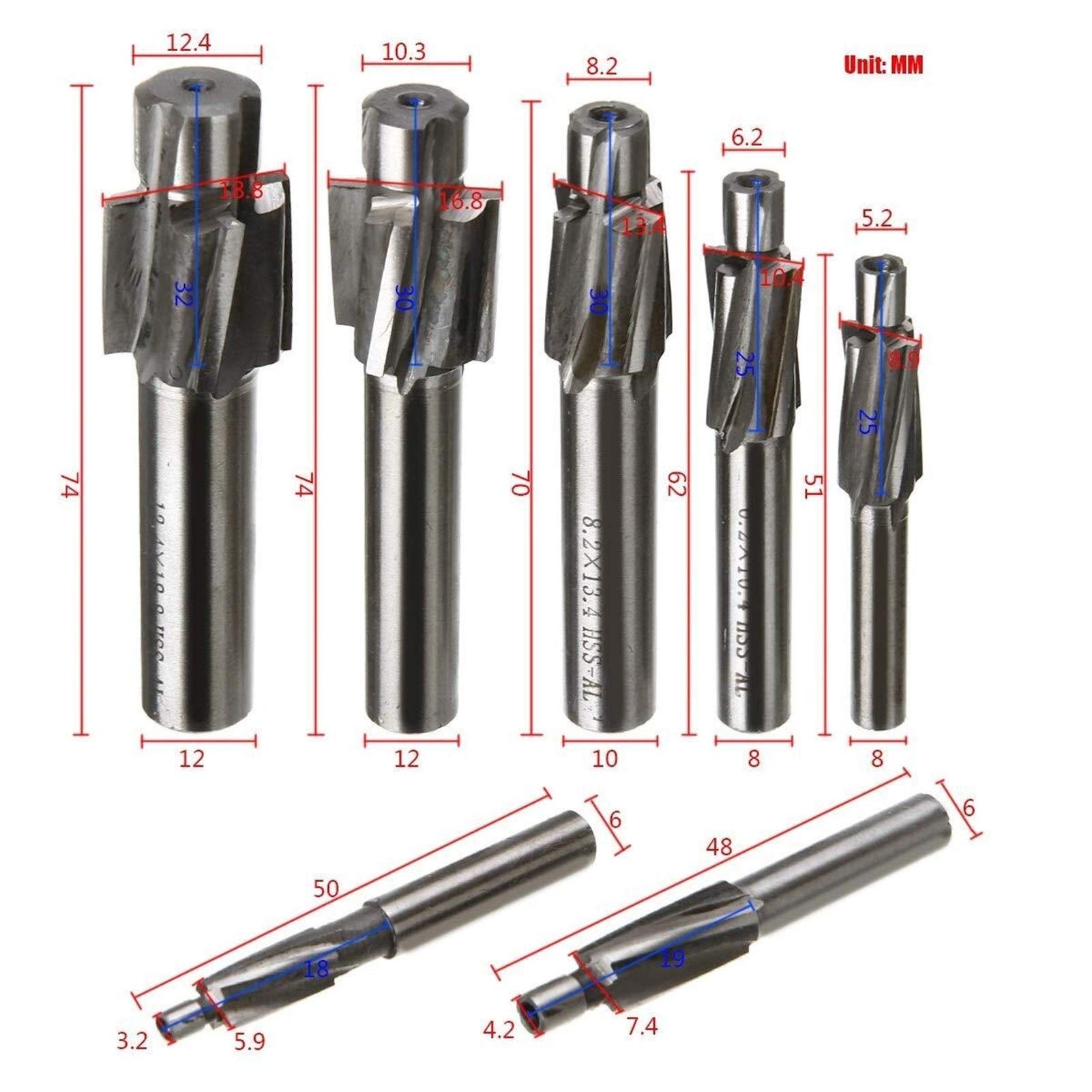 7Pcs M3-M12 High Speed Steel Counterbore Milling Cutter Set with Pilot Slotting Tool - Perfect for Metalworking, Woodworking & DIY Projects
