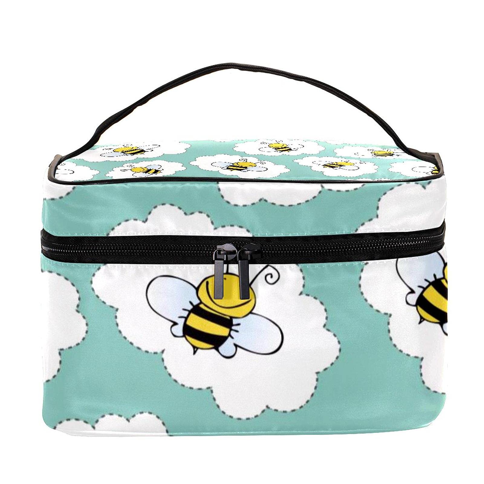 Cute Cartoon Bee Travel Makeup Bag - Large Cosmetic Organizer with Zipper for Women & Girls | Perfect for Toiletries, Makeup Storage & Travel Essentials