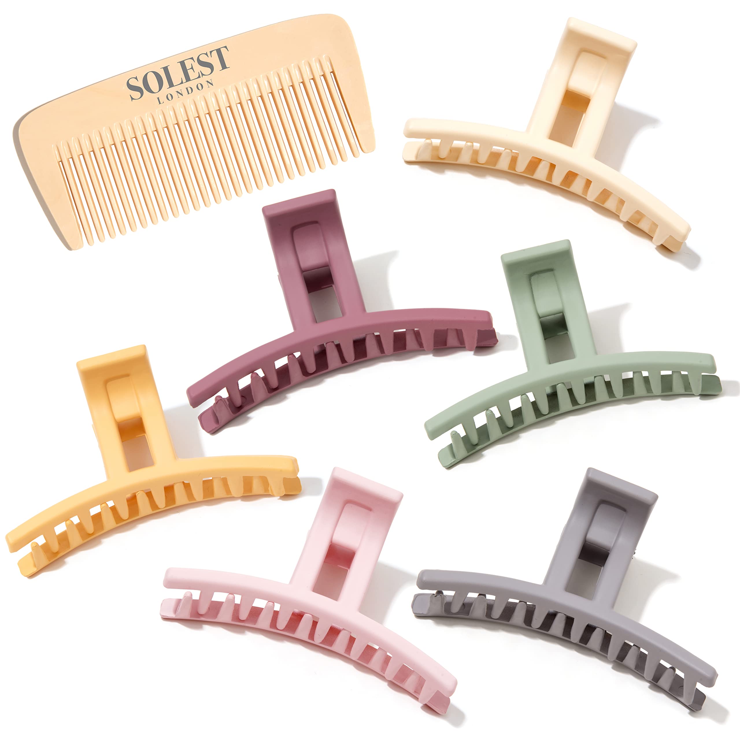 Solest London Hair Claw Clips - Pastel Matte for Women & Girls | Everyday Styling