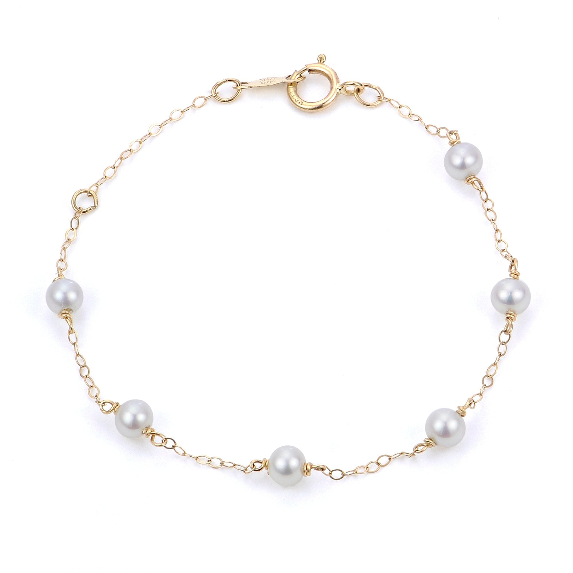 4mm Freshwater Pearl & 14K Yellow Gold Bracelet for Kids - Elegant Gift for Birthdays, Parties & Special Occasions