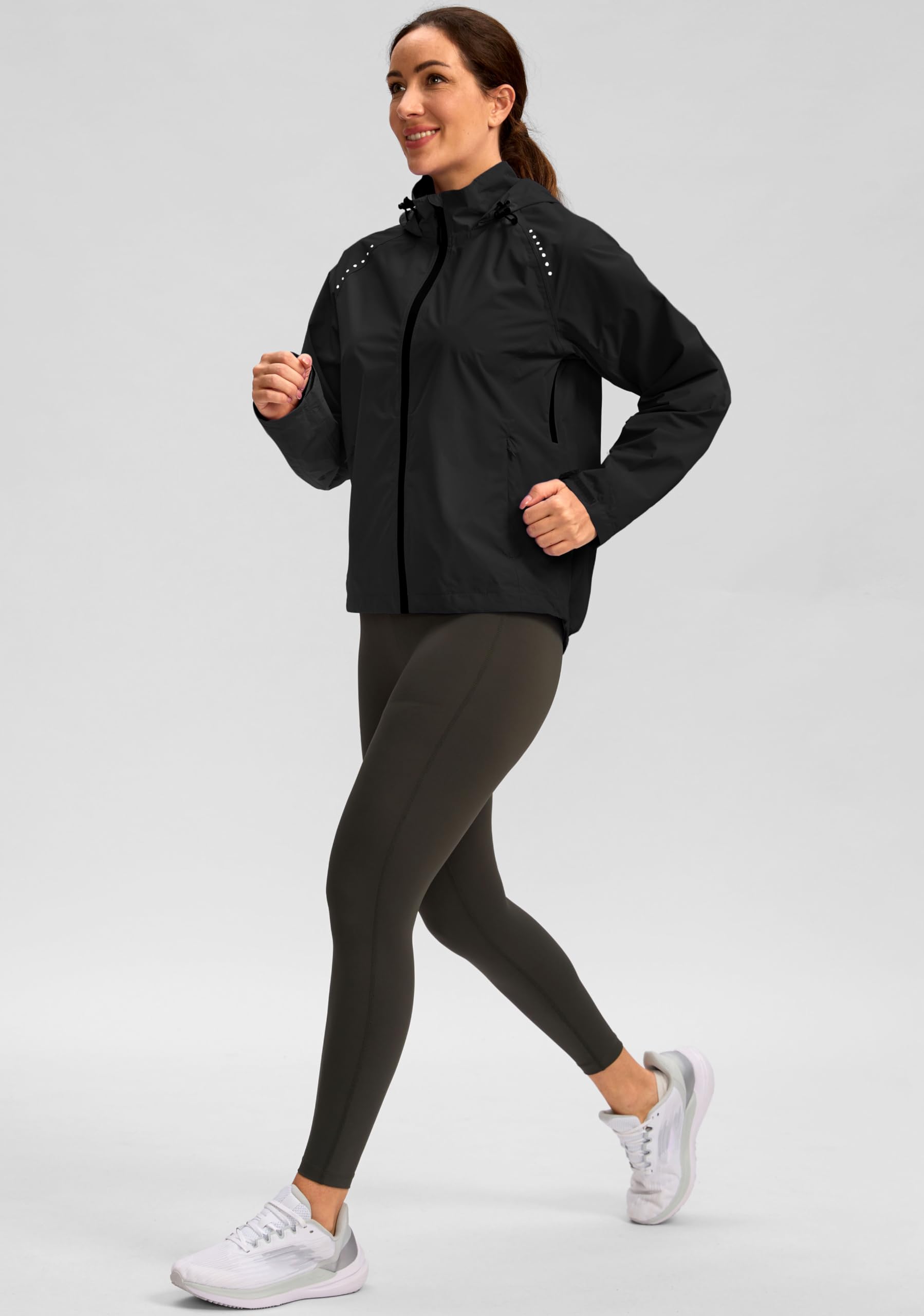Bikewa Women's Waterproof Cycling Rain Jacket - Lightweight Windproof Running Windbreaker with Reflective Strips & Packable Hood - Perfect for Outdoor Cycling, Jogging, Hiking & Rainy Day Commutes
