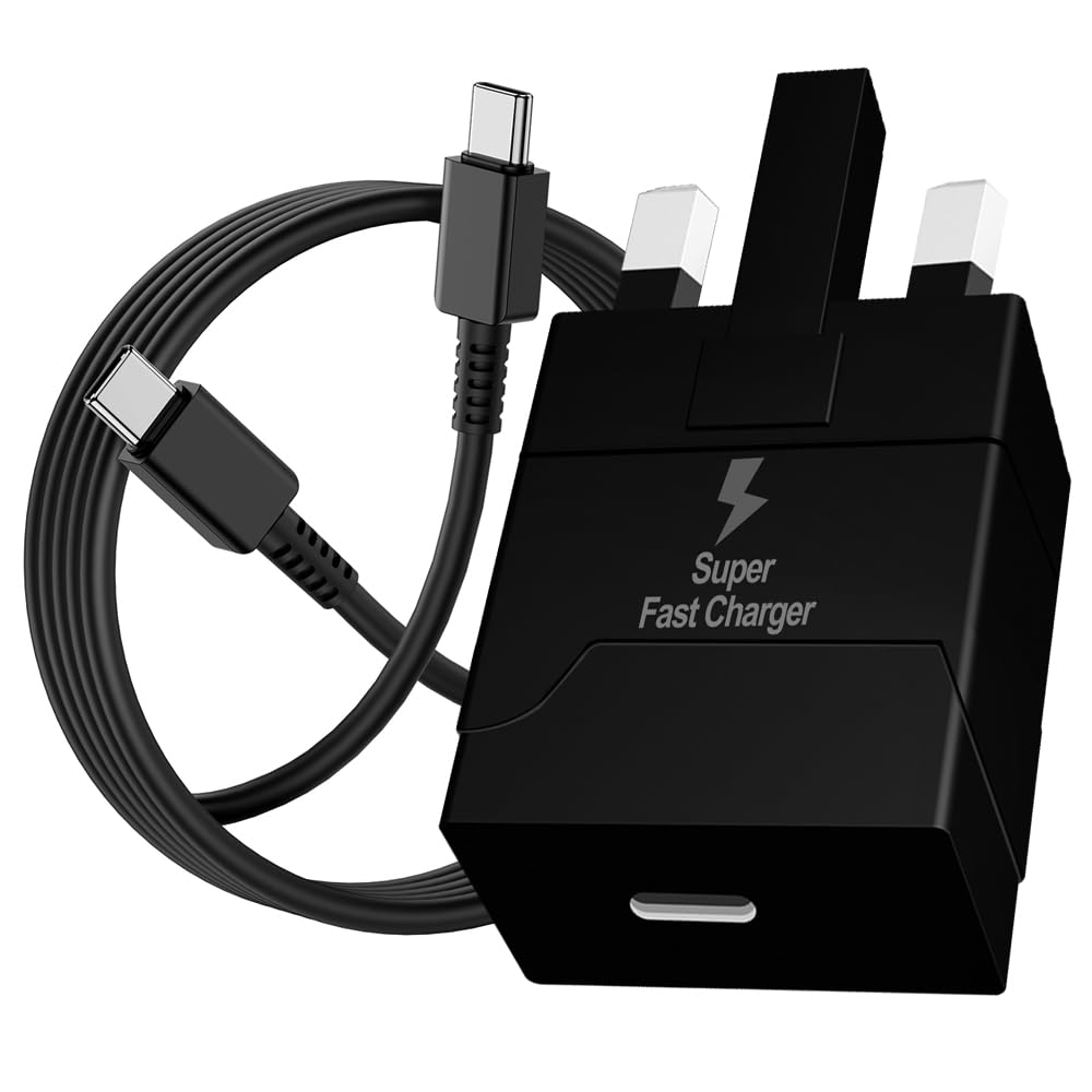 25W Fast Charger for Samsung Galaxy S24/S23/S22/S21/S20/S10 - USB C Wall Plug & 6FT Cable - Quick Charge Compatible with All Type C Devices - Perfect for Home, Office & Travel Charging