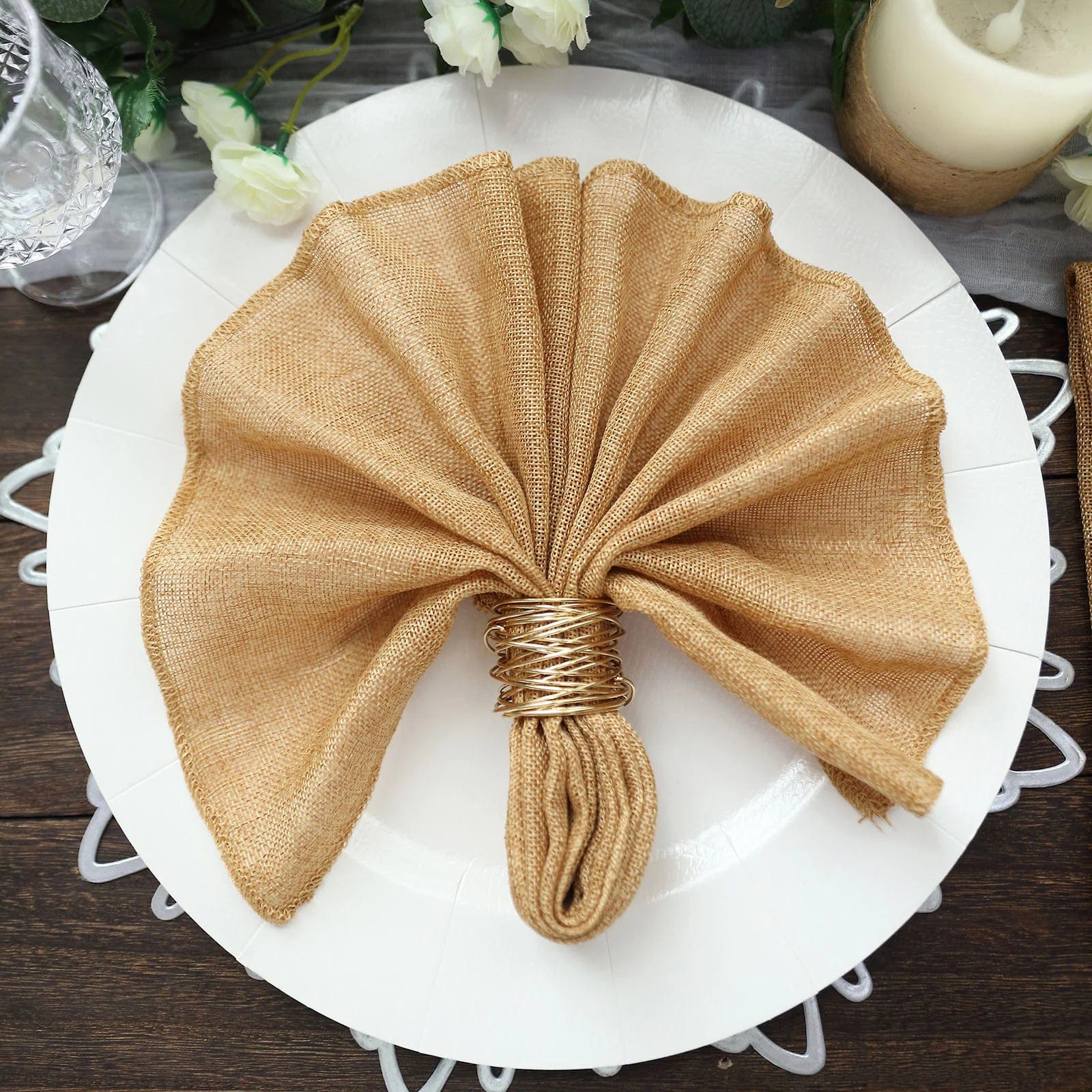 5 Rustic 19x19 Faux Burlap Dinner Napkins - Perfect for Farmhouse Weddings, Holiday Tablescapes & Rustic Home Decor