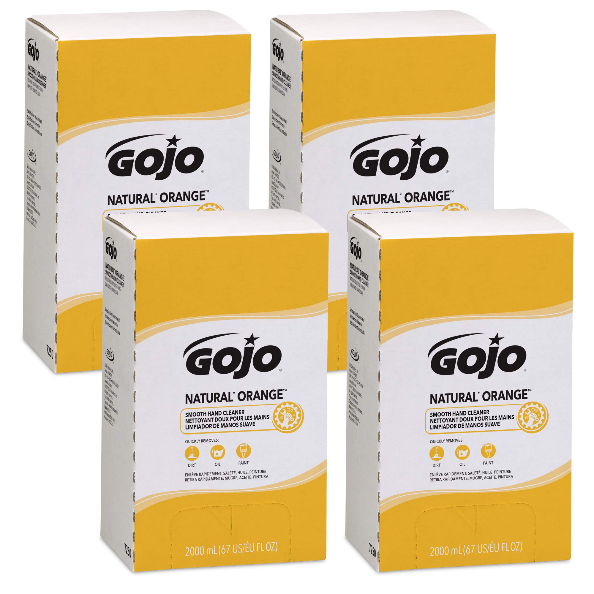 GOJO NATURAL ORANGE Smooth Hand Cleaner Refill, 2000 mL (Pack of 4) - Citrus Scented, PRO TDX Push-Style Dispenser Compatible | For Kitchen, Garage, Workshop & Industrial Use