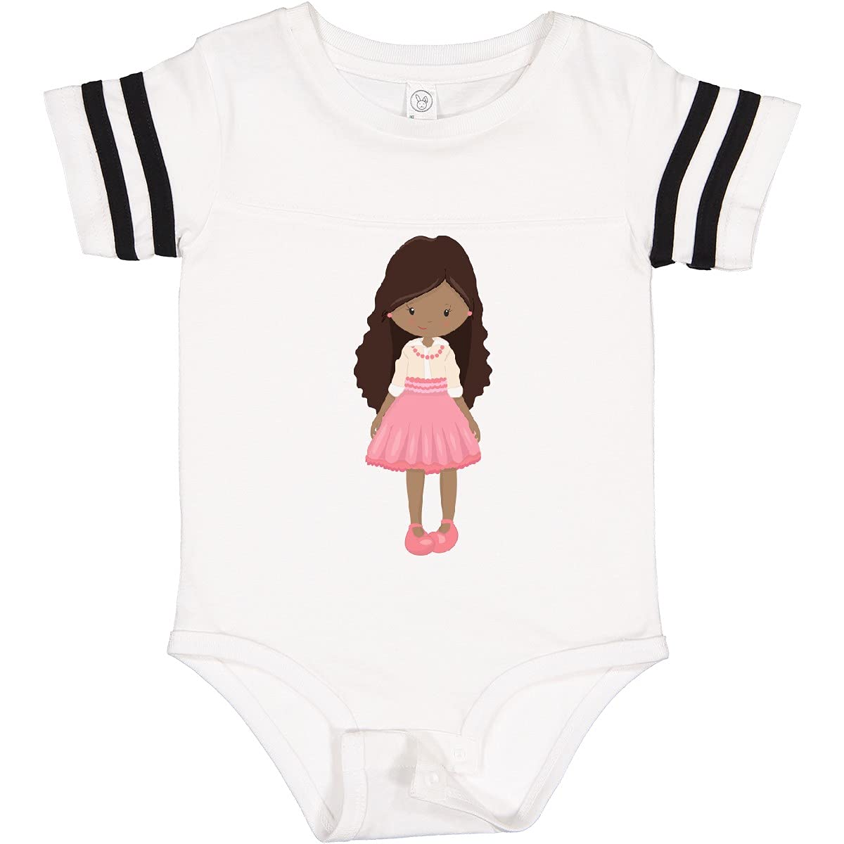 Inktastic African American Girl Fashion Baby Bodysuit with Pink Pearls - Cute Outfit for Infants, Toddlers, and Newborns - Perfect for Family Photos, Birthdays, and Special Occasions