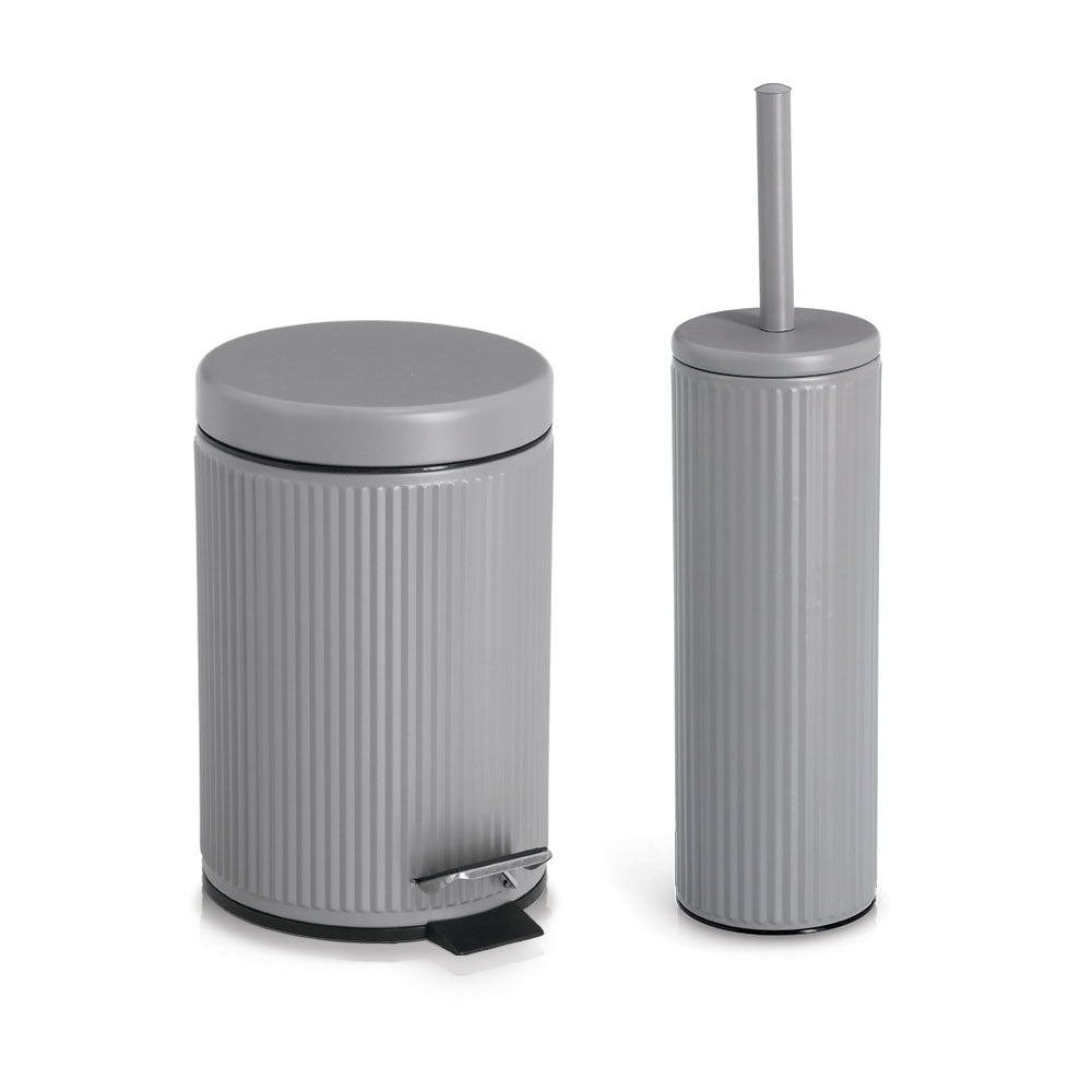 Ribbed Design Toilet Paper Holder & Bathroom Accessories Set - Modern Gray - Perfect for Bathroom, Restroom & Home Decor Organization