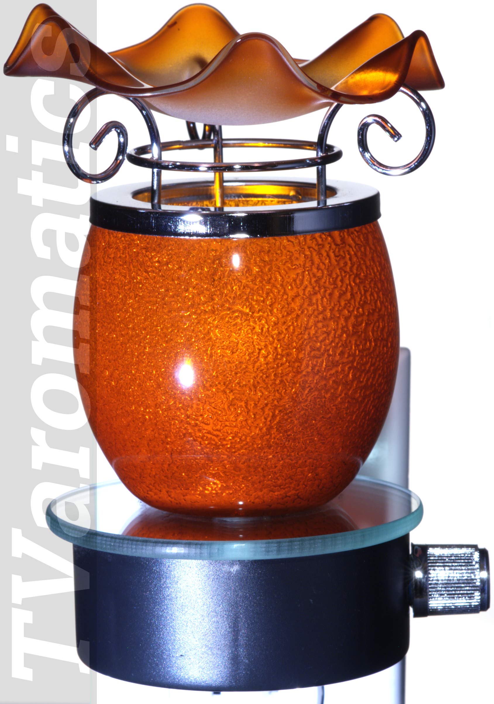TVaromatics Orange Glass Plug-in Aroma Lamp Oil Warmer - Essential Oil Diffuser for Home, Office & Spa | Relaxing Scented Air Freshener with Soft Glow Night Light