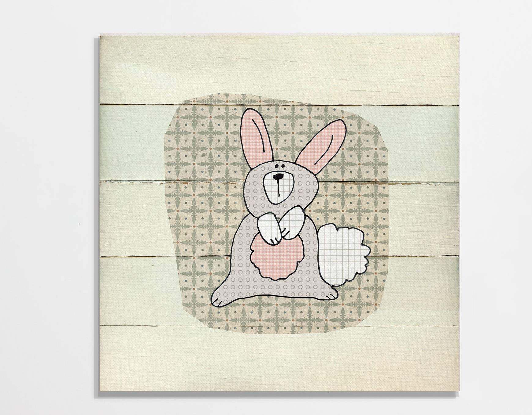 Woodland Creatures Rabbit Wall Art - 32x32 Inch Nursery Decor, Kids Room & Playroom Animal Themed Painting | Perfect for Baby Shower Gifts & Children's Bedroom Decoration