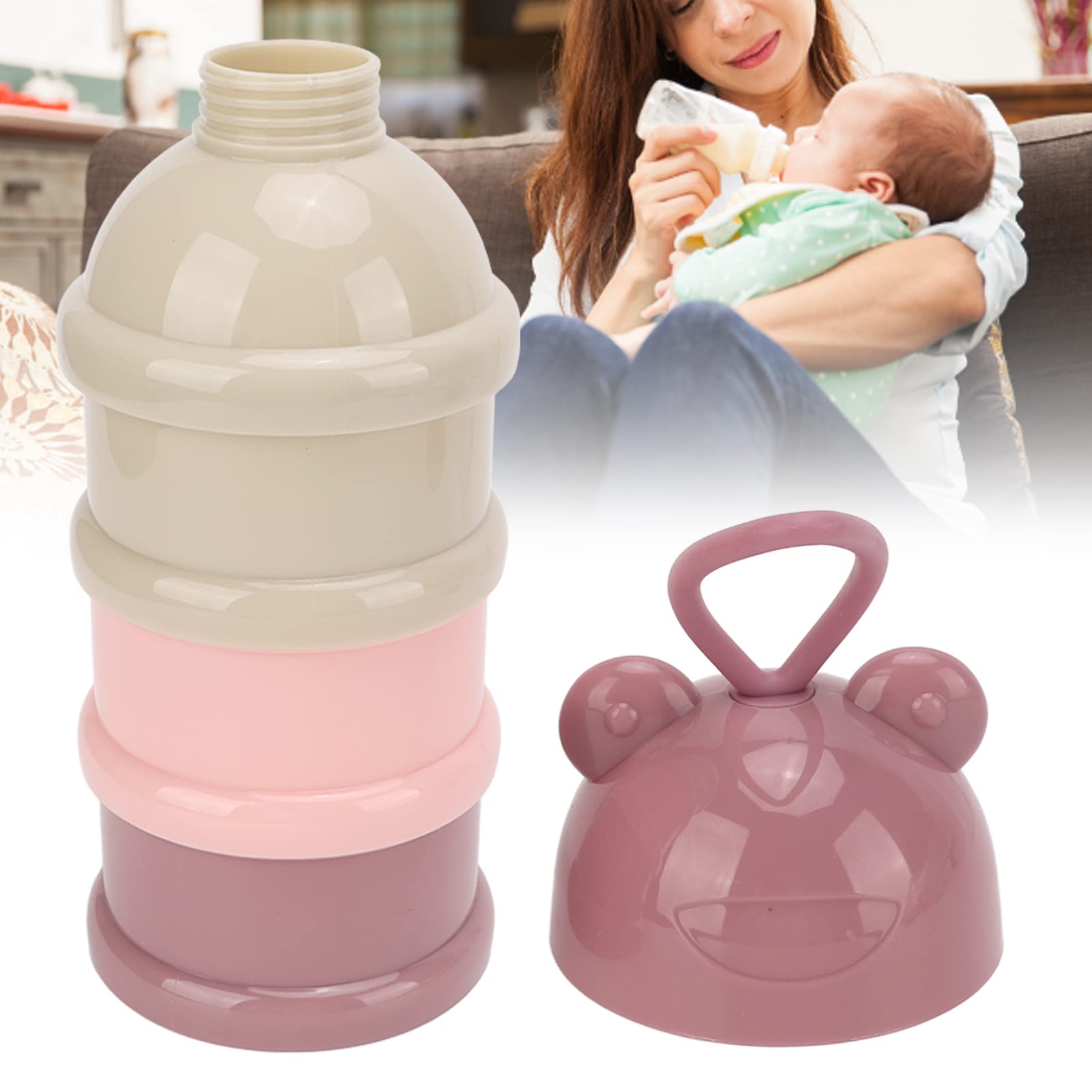 3-Layer Baby Formula Dispenser - Portable Stackable Rotating Milk Powder Container with Detachable Parts for Travel & Storage | Light Blue | Ideal for On-the-Go Feeding, Baby Snacks Organization & Diving Trips