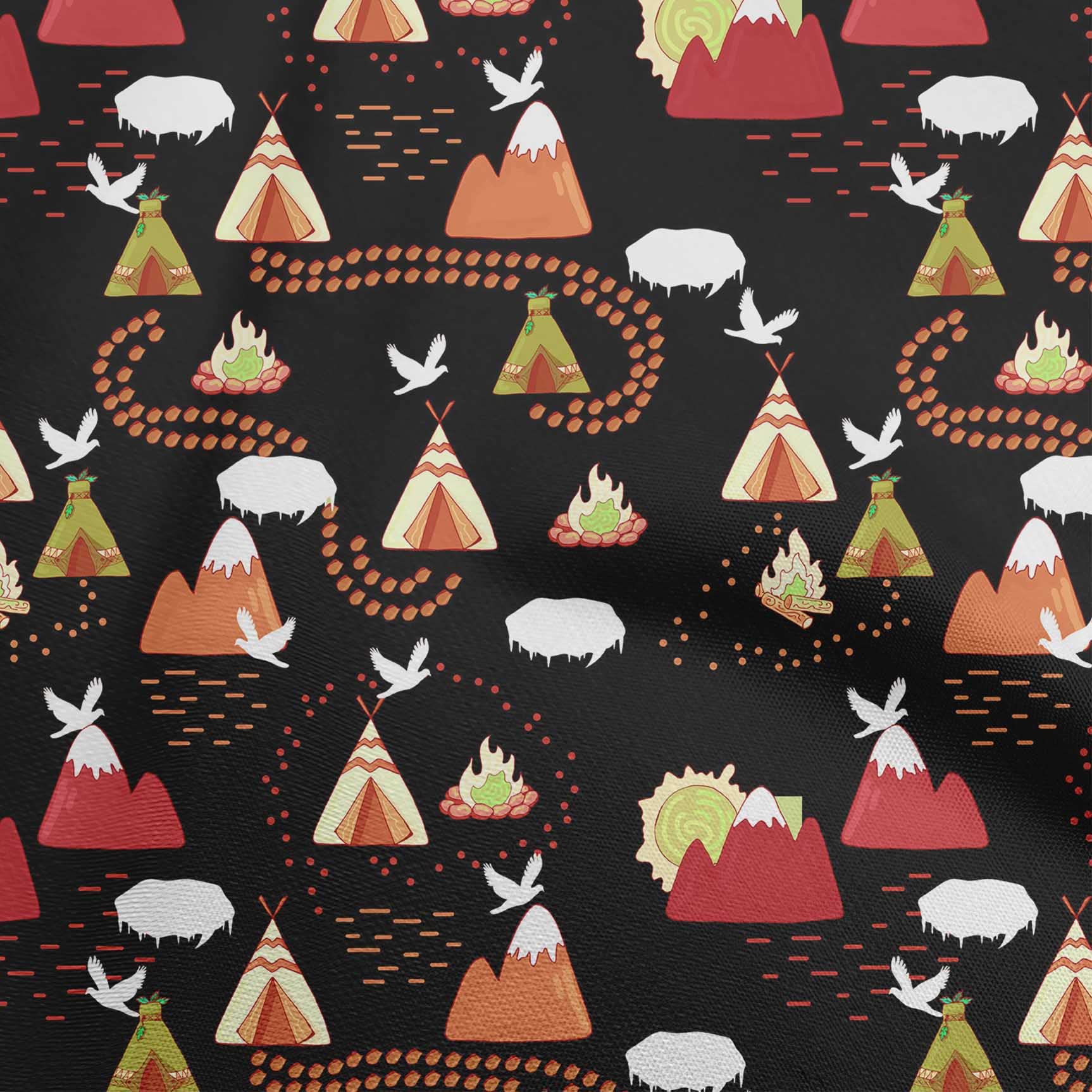Premium Cotton Silk Black Fabric for Kids - 42 Inch Wide Printed DIY Sewing Material for Campfire Clothing & Crafts | Perfect for DIY Apparel, Quilting, and Home Decor Projects