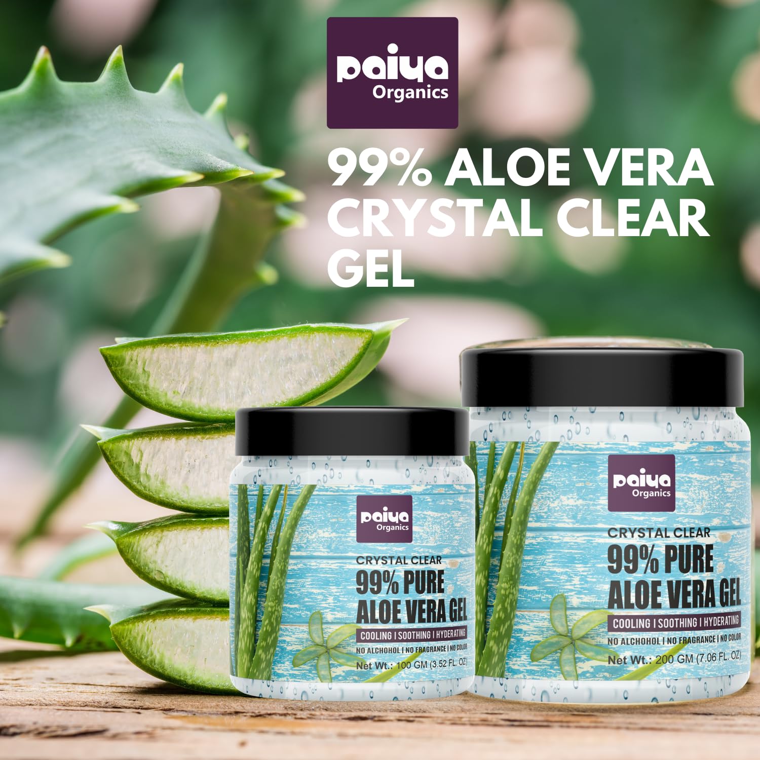 Paiya Organics 99% Pure Aloe Vera Gel - 100 GM for Face & Hair Care, Acne & Pimples Treatment, Paraben Free | Hydrating Moisturizer for Sunburn Relief & Daily Skincare Routine