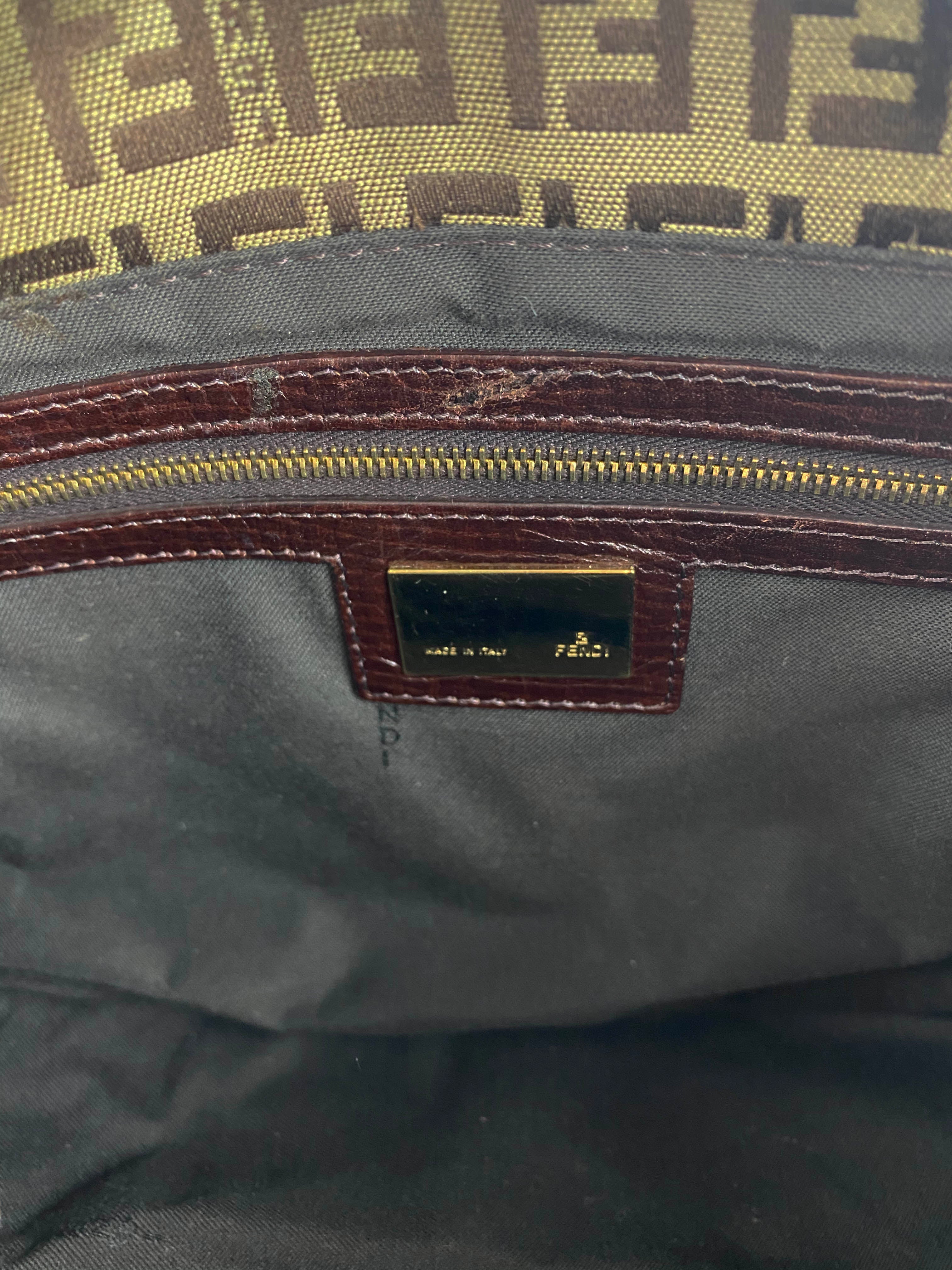 Fendi Vintage Mamma Baguette Zucca Shoulder Bag - Authentic Leather Handbag for Women, Luxury Designer Purse for Everyday Use & Special Occasions