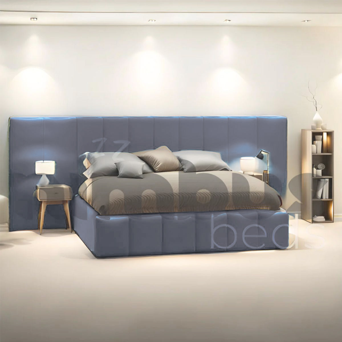 Victoria Queen Bed Frame with Upholstered Headboard - Modern Platform Bed with Wooden Slats - Sturdy & Noise-Free for Bedroom, Guest Room, or Dorm