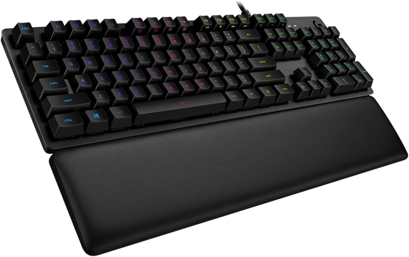 Logitech G513 Mechanical Gaming Keyboard with RGB LIGHTSYNC, GX Brown Tactile Switches, Aluminum Case - Carbon Black | USB Passthrough, Customizable Keys for PC Gaming & Office Work