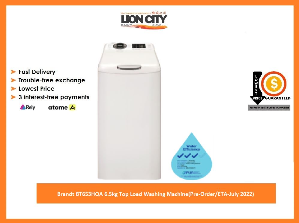 Brandt BT653HQA 6.5kg Top Load Washing Machine - Energy Efficient Laundry Appliance for Small Spaces | Perfect for Apartments, Dorms & RVs