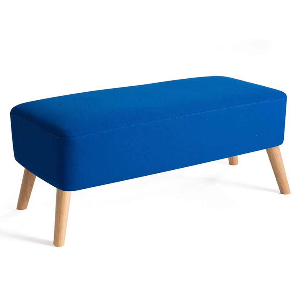 LIXIONG Solid Wood Rectangular Ottoman Footstool - European Style Washable Shoe Bench for Living Room, Bedroom & Entryway - 90x40x40cm in 4 Colors (Blue) - Durable Household Furniture for Indoor & Outdoor Use
