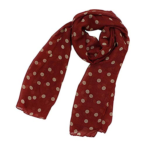 Kaaka Women's Polka Dot Long Scarf Shawl - Soft Fashion Wrap for Beach, Travel & Evening Wear - Elegant Claret Red Stole Gift for Her