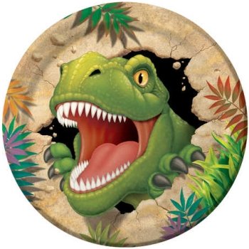 Dino Blast 9 Inch Dinner Plates - Pack of 8 | Dinosaur Themed Party Supplies for Kids Birthday, Baby Shower & Fun Family Gatherings