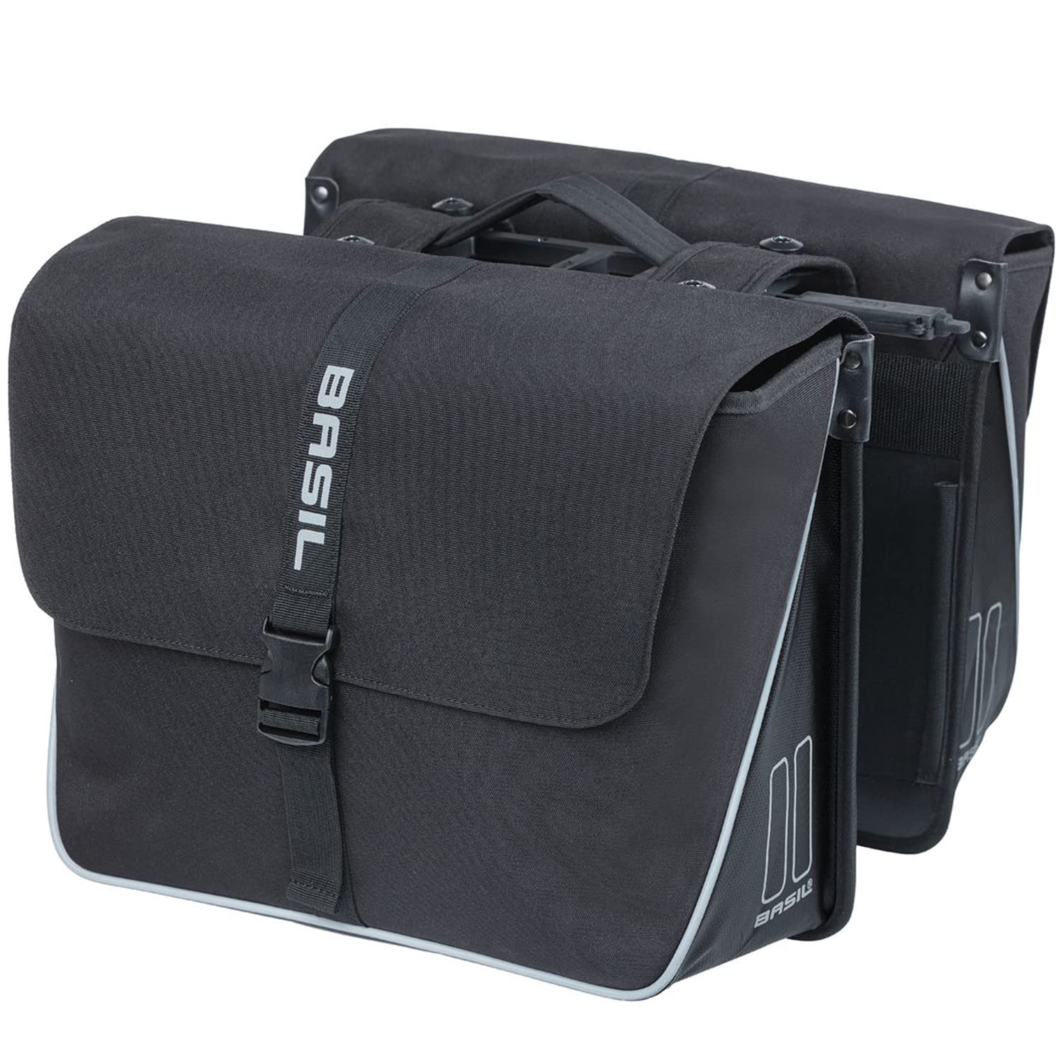 Basil Double Bicycle Pannier Bag Forte MIK Black - 35L Waterproof Bike Storage for Commuting & Touring | Perfect for Groceries, Work Gear & Outdoor Adventures